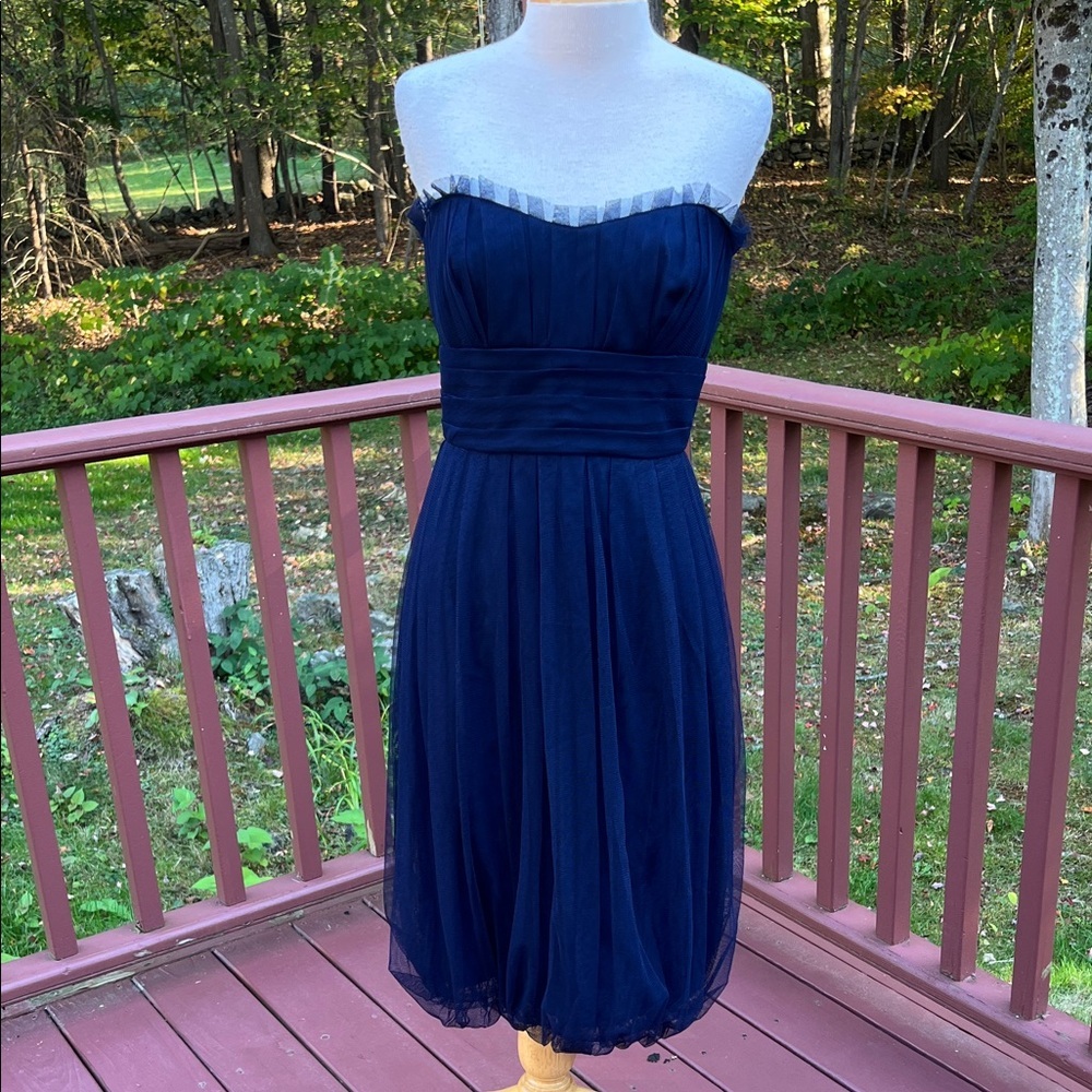 Vera Wang Strapless Midnight Blue corset tulle cocktail Dress, SZ 10.